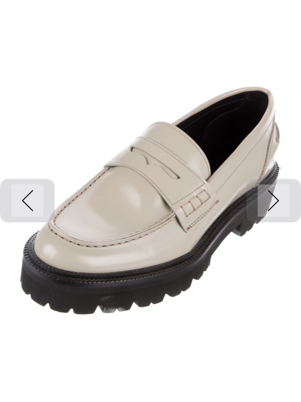 NWOT Closed Cream Leather Lug-Sole Penny Loafers - Picture 2 of 5